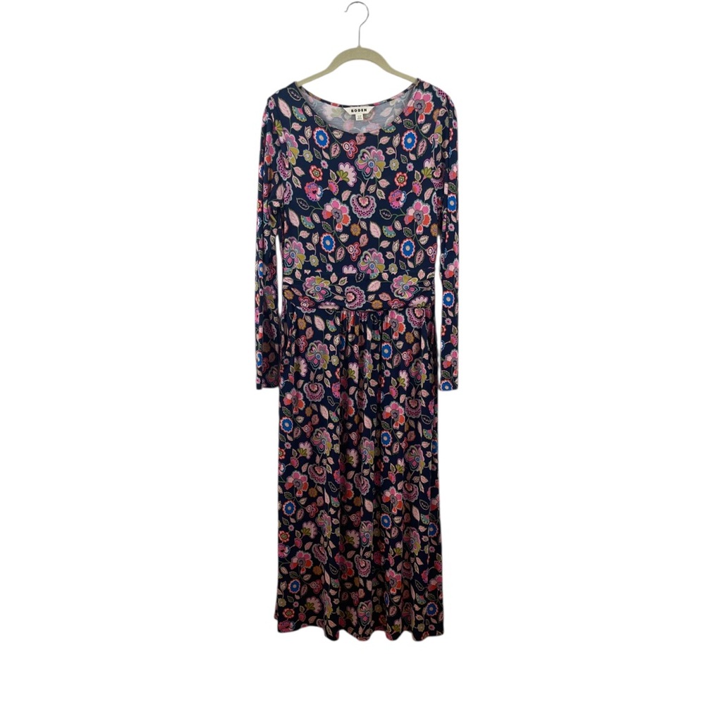 Boden Evelyn Floral Jersey Midi Long Sleeve Dress Boho Whimsy Cottage Sz 6R - Picture 6 of 12